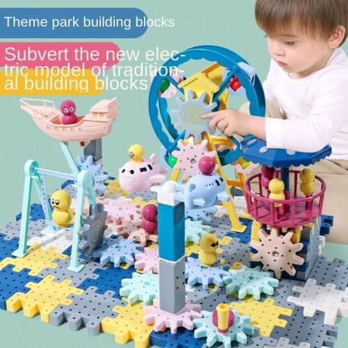 Electric Gears 3D toy Building Kits Plastic Brick Blocks Children Stacking Blocks Montessori Educational Toys For Kids