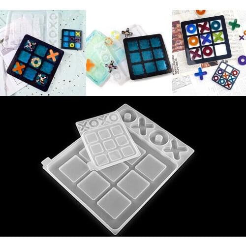 2 Sizes Tic Tac Toe OX Chess Game Transparent UV Epoxy Resin Casting Mold For DIY Silicone Crafts Handmade Jewelry Making Tools