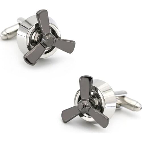 Functional Design Propeller Cufflinks Quality Brass Material Gunblack Color Cuff Links Wholesale&retail