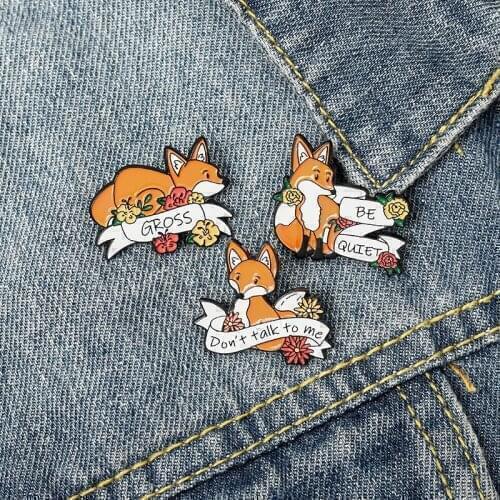 Ins Tide Creative Cartoon Student Cute Enamel Fox Brooch Fashion Personality Animal Wild Backpack Badge Clothing Accessories