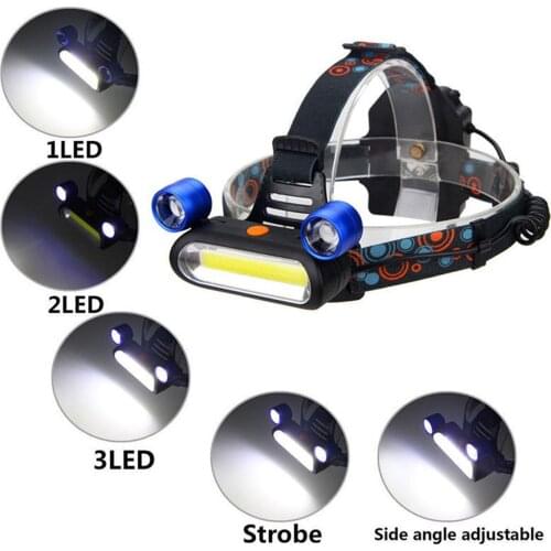 JIGUOOR 4 Modes 2T6 COB LED 1300LM Headlamp Life Waterproof USB Rechargeable Healdlight With Data Cable For Outdoor Fishing
