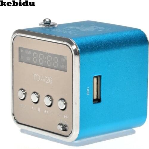 Kebidu TD-V26 Mini Speaker Portable Digital LCD Sound Micro SD/TF FM Radio Music Stereo Loudspeaker for Laptop Mobile Phone MP3