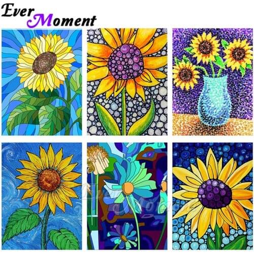 Ever Moment Diamond Painting Sunflower Full Square Resin Drill Wall Art Handicraft Gift Embroidery 5D DIY Mosaic ASF2236