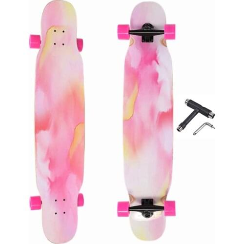 Longboard Skateboard Complete Cruiser,The Original Maple 46 Inch Skateboard Cruiser for Cruising, Carving,Pink