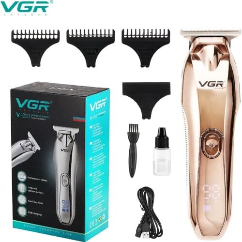 VGR Rose Gold Professional Hair Clipper for Men Electric Cordless LCD Rechargeable Hair Trimmer Hair Cutting Machine Hair Barber