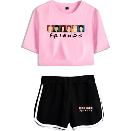 Friends Fashion How You DOIN Summer Shorts and T-shirt Women Two Piece Sets Sexy Crop Top Casual Clothing