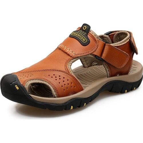2021Genuine Leather Men Shoes Summer New Large Size Mens Sandals Men Sandals Fashion Sandals Slippers Big Size 38-48
