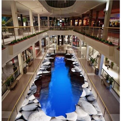 Non-slip Waterproof Self-adhesive PVC Wallpaper Dream Clouds And Skies 3D Painting Draw Modern Custom 3D Floor Mural 3D Floor