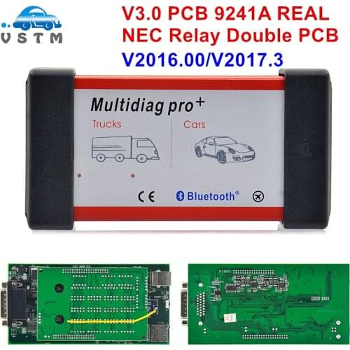 New 2016.00/2017.3 Free Keygen Bluetooth Double PCB Green V3.0 Board NEC Relay Real 9241A Chip FTDI Multidiag Pro+ For Car/Truck