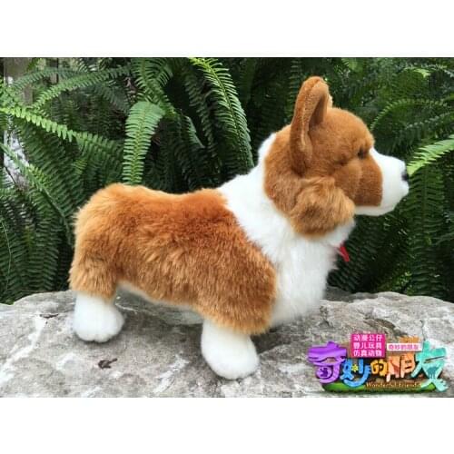 New plush standing brown&white Welsh Corgi dog toy high quality corgi dog about 33cm 0248