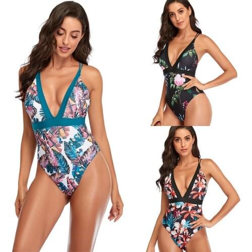 Sexy New Ruffle One Piece Swimsuit Off The Shoulder Swimwear Women Swimsuit Deep-V Bathing Suits Beach Wear Swim Suit