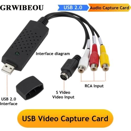 VHS to Digital Converter USB 2.0 Video Converter Audio Capture Card VHS Box VHS VCR TV to Digital Converter Support Win 7/8/10