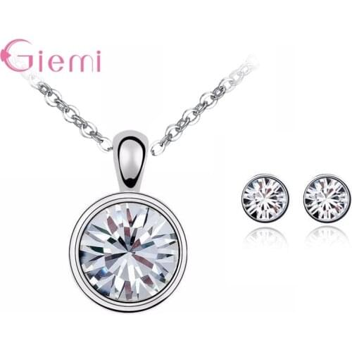 Romantic Genuine 925 Sterling Silver Necklaces For Woman Delicate Crystal Inlaid Choker Pendant Jewelry Girlfriend Gift