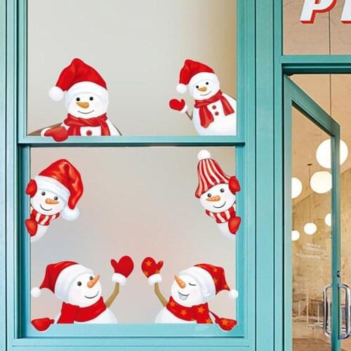 Christmas Decoration Wall Stickers Waterproof Snowman Decals Stickers For Living Room Bedroom Wall Decor Chritmas Accessories