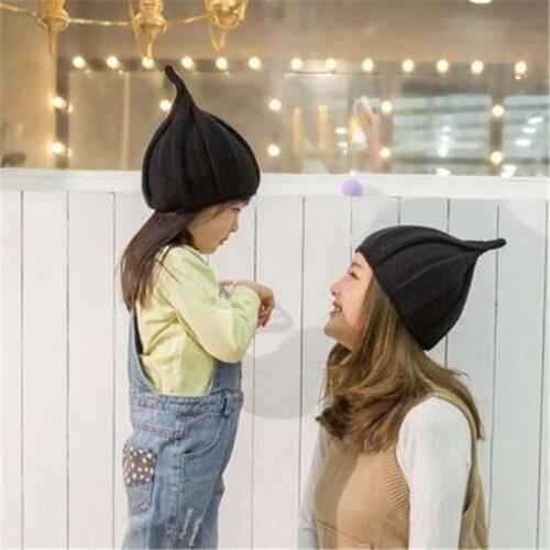 Parent Child Kids Skullie Beanie Hat Cap 2019 Fall Winter Solid Ear Warm Plush Elastic Pointed Windmill Fashion Accessory-MXC-W6