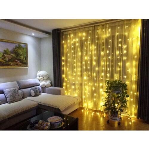 10pcs 3M*3M Fairy curtain string Light 304Led Xmas Home Window Party Patio Lawn Garden Twinkle star Lamp DC31V-White/Warm white