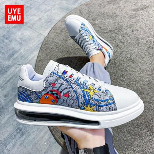 UYEEMU Mens Shoes Cushion Graffiti Summer 2021 New Fashion Thick-Soled Breathable Sports Colorful Sneakers Running Shoes FB2227