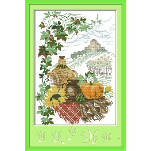 Everlasting Love Harvest Season Chinese Cross Stitch Kits Ecological Cotton Stamped Printed 11CT DIY Christmas Decorations Gift