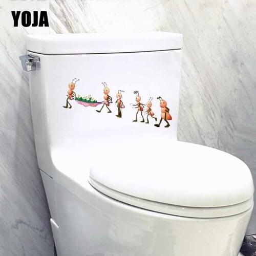 YOJA 24.3X10.7CM Cartoon Toilet Wall Sticker Decal Home Decor Ant Moving Zongzi Funny Pattern T5-1392