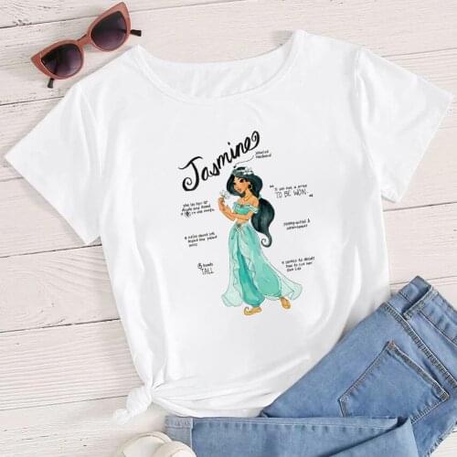 Women Cute Funny Harajuku T Shirt Teen Girl Princess Jasmine Graphic Tee Female ,Drop Ship