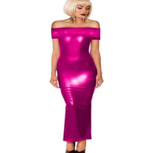 Summer Fashion Elegant Slim long Dress Women One-Shoulder Sleeveless Sexy PU Leather Long Dress 2021 New clubwear gothic dress