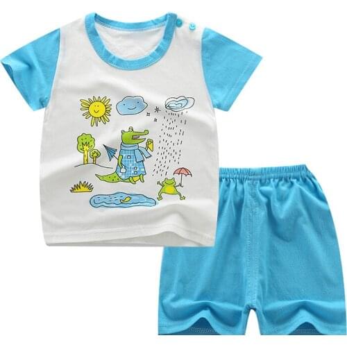ZWF131 New Fashion 100% Cotton Summer Baby Boys Clothes Set 2pcs Children Clothing Suit Bebe Kids Short Sleeve Clothes Set Baby
