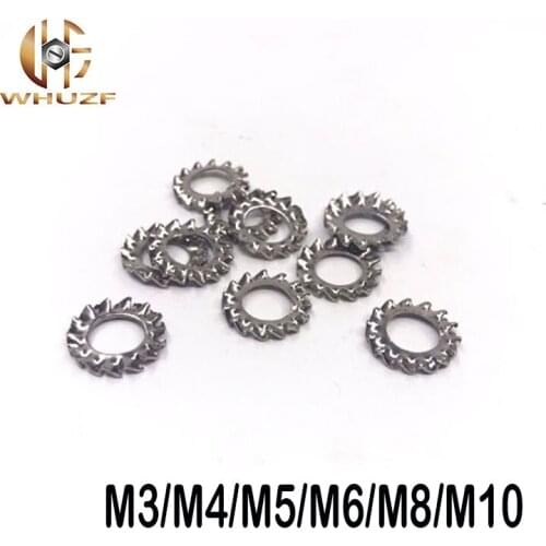 100PCS M3 M4 M5 M6 M8 M10 Galvanized carbon steel Locking Gasket Outer Serrated Stop Washer Anti-slip Gasket