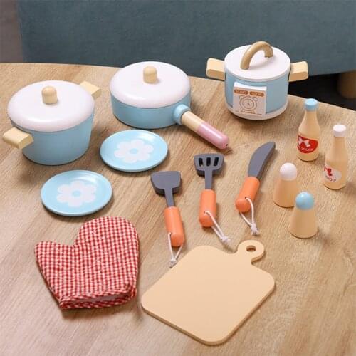14pcs Wood Simulation Kitchen Playset House Cookware Shovel Spatula for Kids