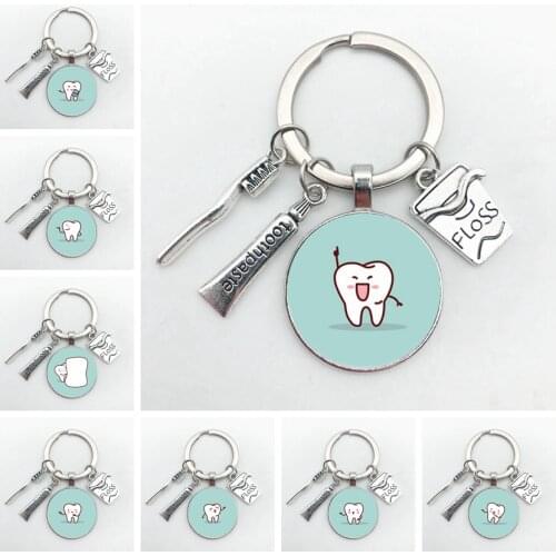 2020 New Dentist Dental Glass Keychain Dental Assistant Gift Dental Care Keychain