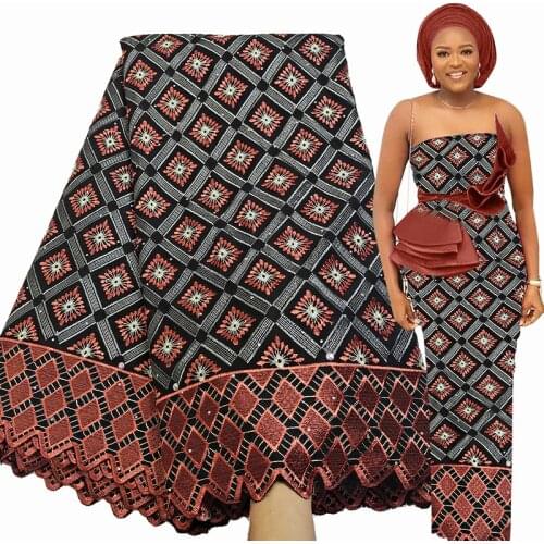 2021 New 100% Cotton Swiss Voile Lace Fabric High Quality 5 Yards Embroidery Party Stone Soft Gown African Lace Fabric