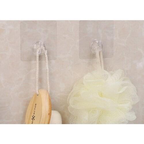4pcs/set Bearing 2KG Transparent Seamless Adhesive Hook Strong Sticking Wall Hook Hanger