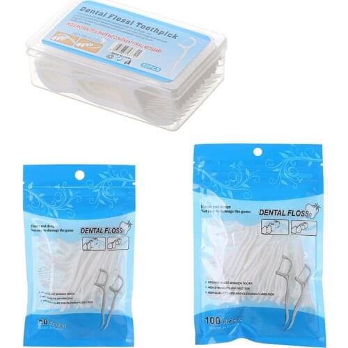 50/100pcs Dental Floss Flosser Picks Toothpicks Teeth Stick Tooth Cleaning Interdental Brush Oral Hygiene Care Tool