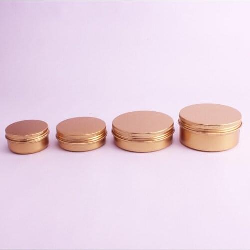 50ML 60ML 100ML 150ML Cosmetic Packing Box Gold Cream Container Screw Cap Metal Tea Jar Soap Box Tin Cans Aroma Candle Box