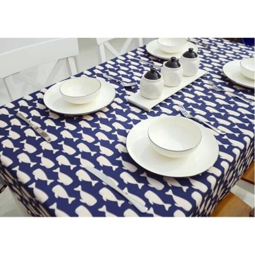 50x150cm Zakka red blue dark blue whale cotton linen Fabric Burlap for Sewing Textile Quilting Diy for pillow curtain Purse