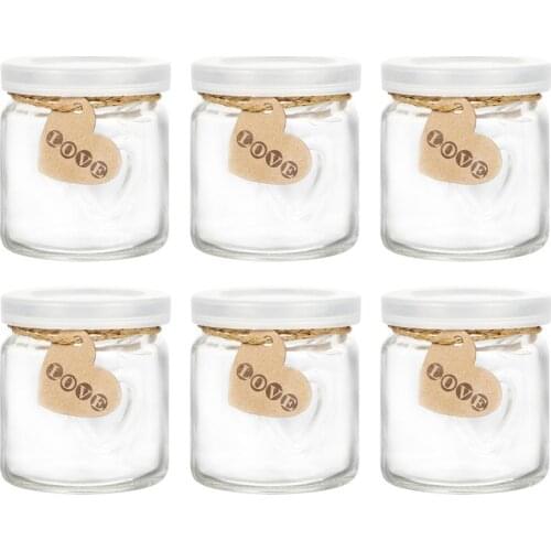 6 Sets Glass Yogurt Pudding Bottles Hearts Design Milk Cups Jelly Jars With Lid Glass Pudding Cup Jelly Cup Yogurt Bottle