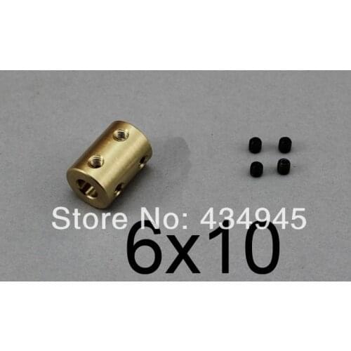 6mm to 10mm 6x10 rigid coupling CNC Motor Jaw Copper Shaft Coupling brass Coupler, model ship model airplane Motor connector