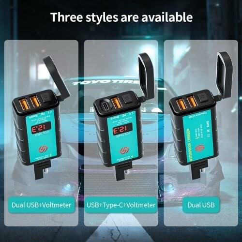 Motorcycle Charger Adapter Voltmeter On/Off Switch Motor Motorbike Scooter Mobile Phone SAE To USB TYPE C Port Fast Charging