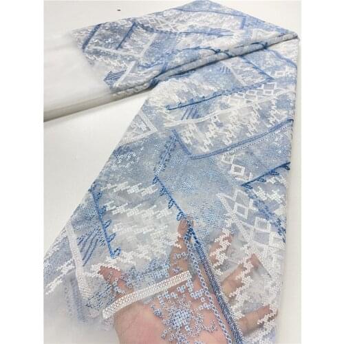 African Lace Fabric with Sequins Hot Sale Nigerian Sequin Lace Fabrics Popular French Lace Fabric for Wedding 4094B-1