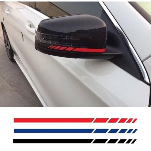 HotMeiNi Car Sticker 2sets4pcs Rearview Mirror Side Decal Stripe Vinyl Truck Vehicle Body Accessories Black/Sliver 20*0.7cm