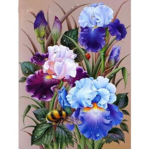 Flowers diamond painting full square iris mosaic embroidery kids toys rhinestone picture puzzle toy drawing wall decor gifts
