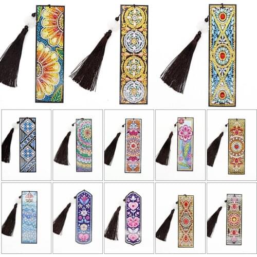 Diamond Painting Bookmark 5D DIY Special Shaped Diamond Art Mosaic Leather Bookmark Diamond Embroidery Craft Tassel Cross Stitch