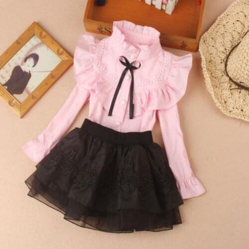 Spring Autumn Long Sleeve School Girl Blouses Tops Kids Shirts Blouse for Big Girls Clothes Girls White Blouse 6 8 10 12 Years