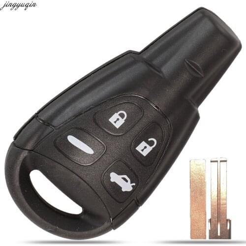 Jingyuqin 5pcs Remote Car Key Case Shell For Saab 9-3 93 2003-2007 4 Button Uncut Blade Smart Card Keyless Fob Replacement