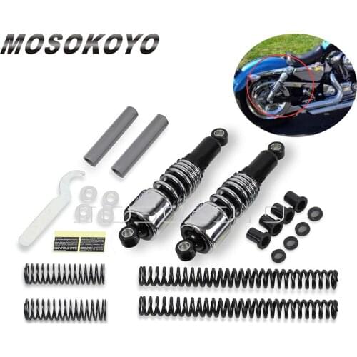 Motorcycle Chrome Front Rear 2" Lowering Slammer Kit Fork Shock Absorbers for 1988-2003 Harley Sportster XL883 1200 C R