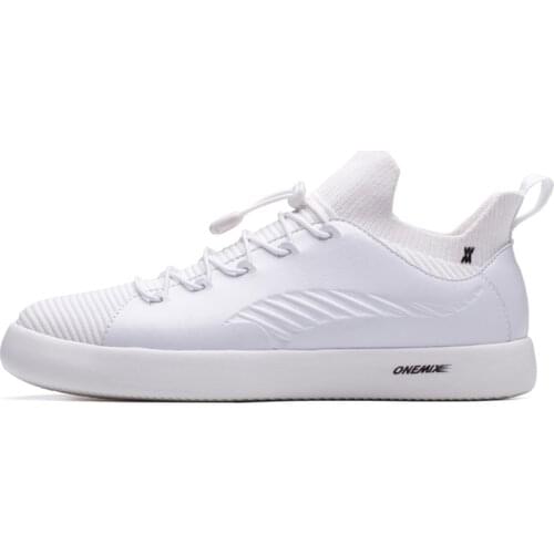 ONEMIX Shoes Men Casual Sneakers Vintage Trend High Quality Knitted Vamp Leather Flats Skateboarding Shoes Multi-function Shoes