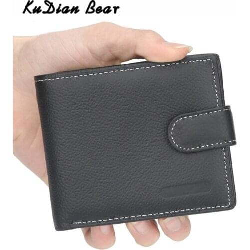 KUDIAN BEAR Leather Men Wallets With Coin Pocket Short Black Credit Card Holder Luxury Brand Carteira Masculina FEA377 PM49
