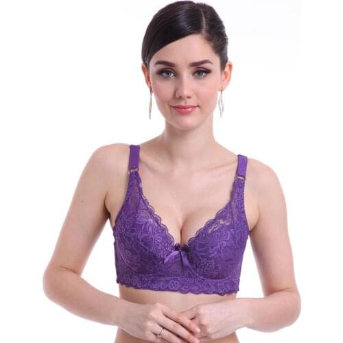 Best selling thin cotton cup large size adjustable bra lace gathered with steel ring sexy ladies underwear push up lingerie