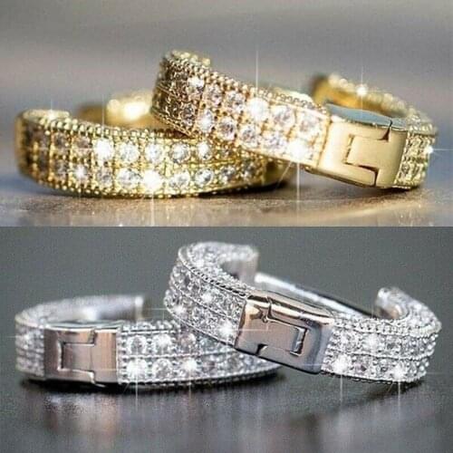 Fashion Light Luxury Full Zircon Micro Inlaid Earrings Simple All-Match Earrings Personality Charm Gifts Womens Jewelry