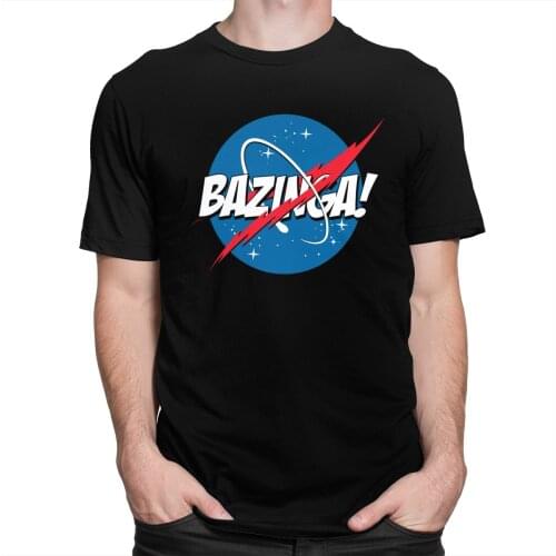 Vintage The Big Bang Theory Bazinga T Shirt Men Short Sleeves 100% Cotton Streetwear Graphic Tee Sheldon Cooper TV Show T-shirt