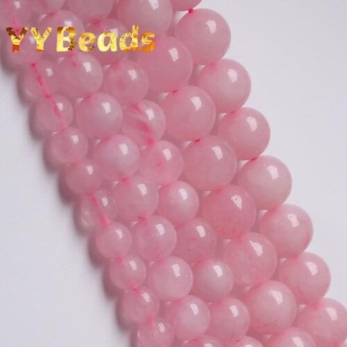Natural Stone Rose Pink Quartz Crystal Round Loose Beads For Jewelry Making Beads DIY Charms Bracelet Ear Stud 4 6 8 10 12mm 15"